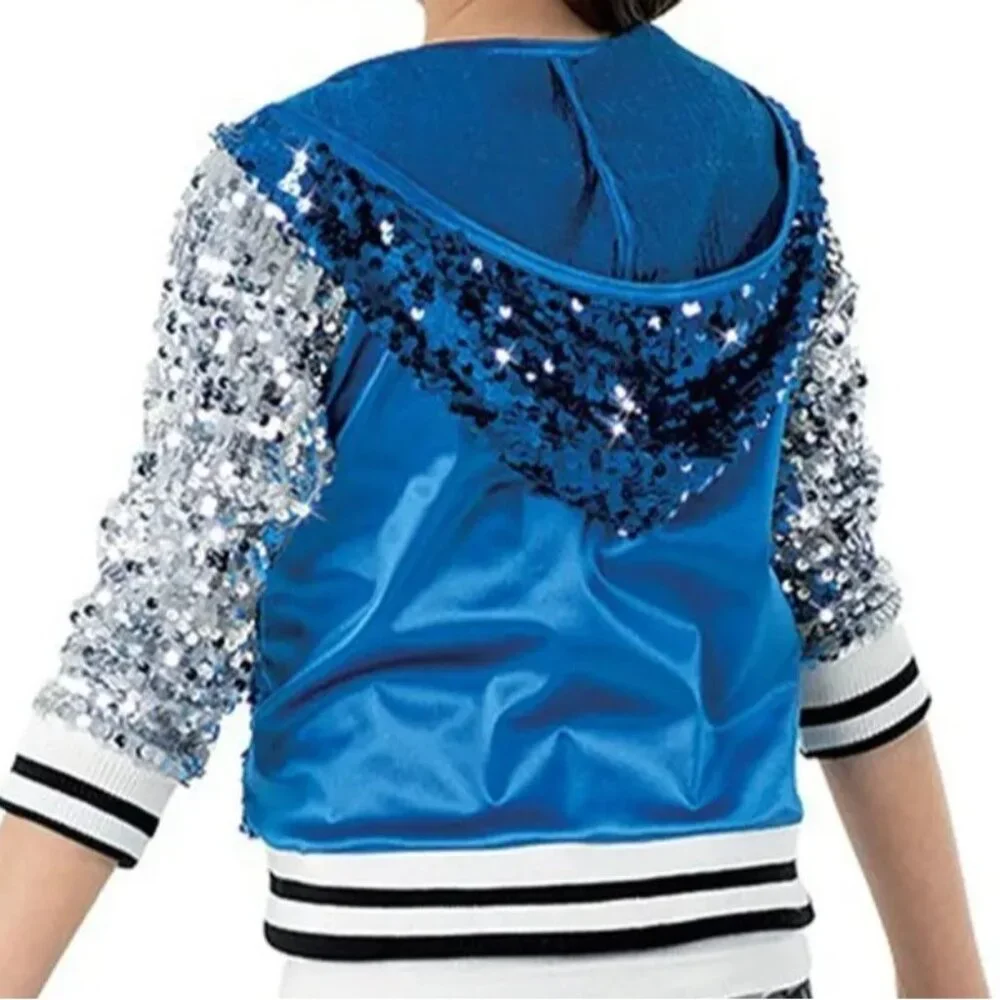 Weissman Sequin Hoodie Dance Jacket Ain't Your Mama Blue Silver Hip Hop Jazz